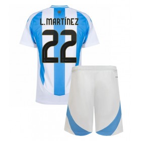 Argentina Lautaro Martinez #22 Hjemme skjorte til barn Copa America 2024 Kortermet (+ korte bukser)